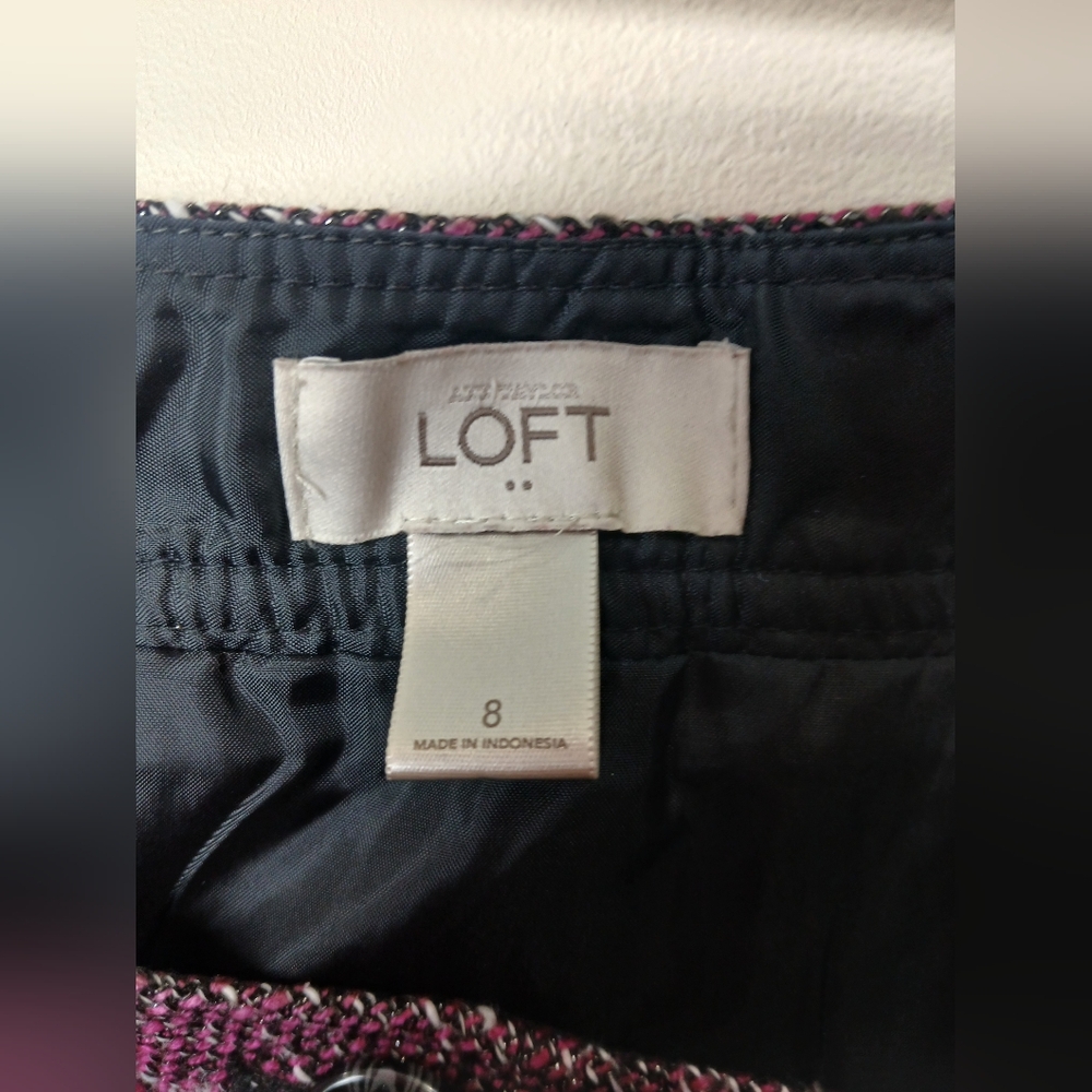 LOFT Tweed purple black Skirt Size 8 lined VGC - Picture 6 of 9